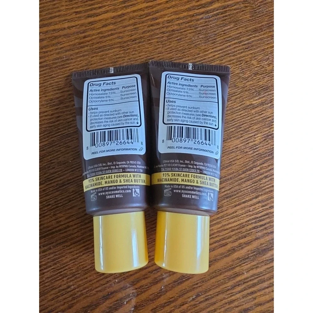 Lot Of 2 NYX Buttermelt Glaze Soft Glow Skin Tint SPF 30 Chocolate Butta‎
